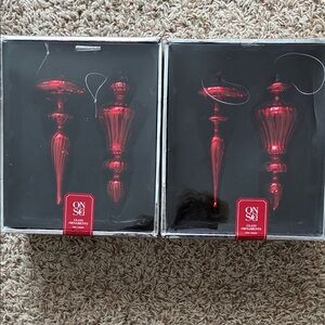 ON SG Red Glass Ornaments Set